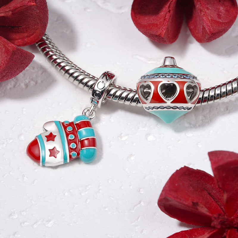 Gnoce Sparkling Christmas Ball Charm Platinum-plated Silver Blend_2