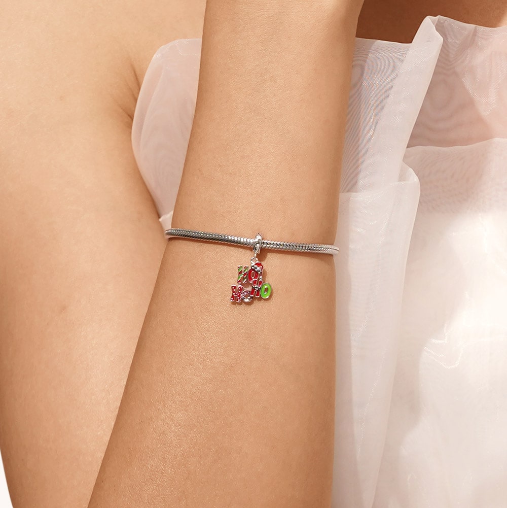 Gnoce Christmas Letter Style Charm Platinum-plated Silver Blend_5