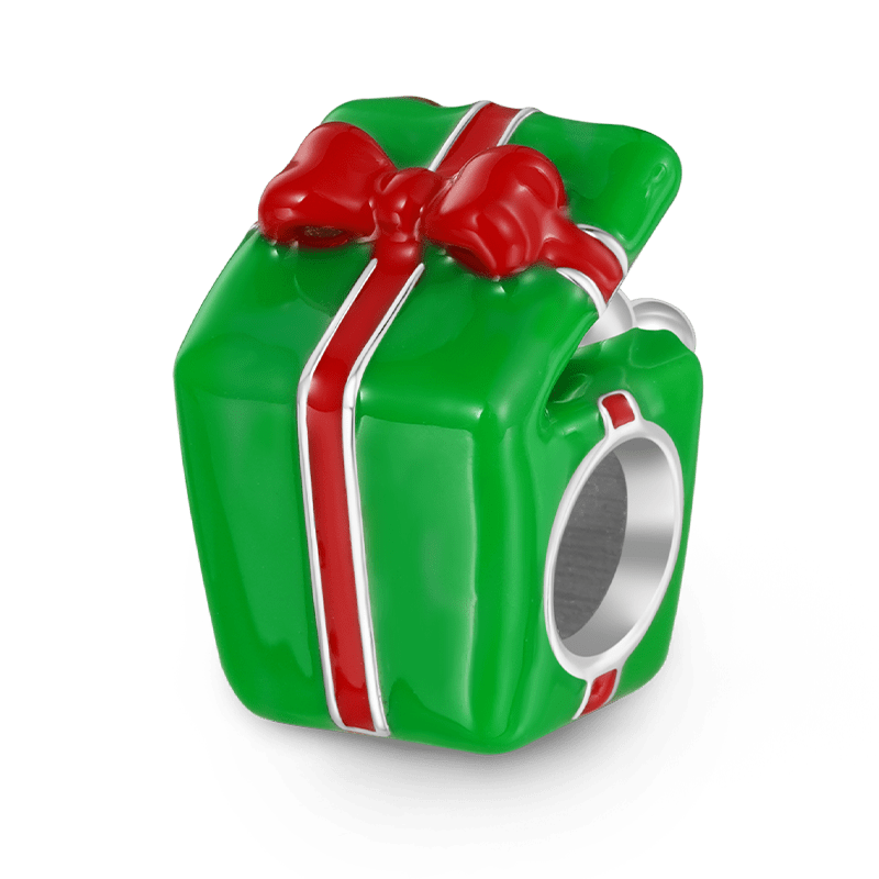 Gnoce Christmas Elk Gift Box Charm Platinum-plated Silver Blend_2