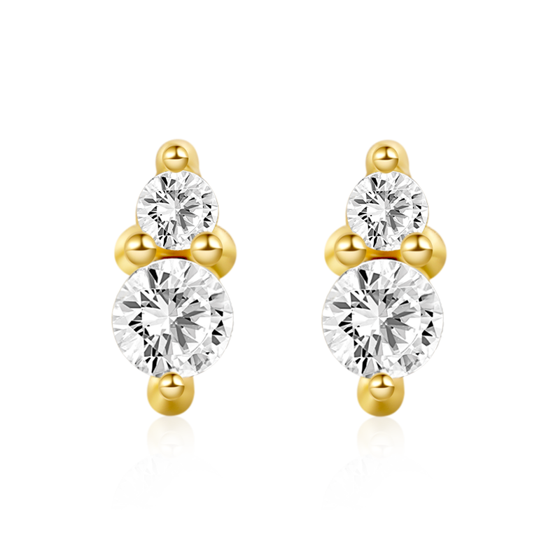 Gnoce Two Round Stone Stud Earrings_1