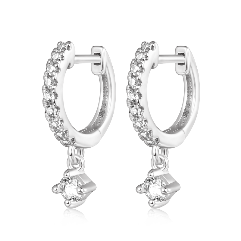 Gnoce Diamond Dangle Huggie Earrings_2