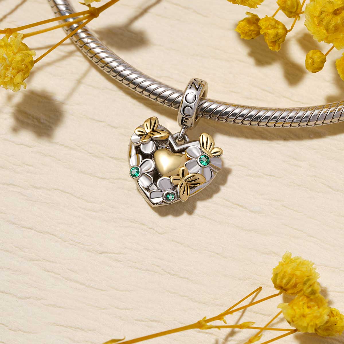 Gnoce "Shine You Light" Butterfly Love Flower Pendant Dangle Charm_3