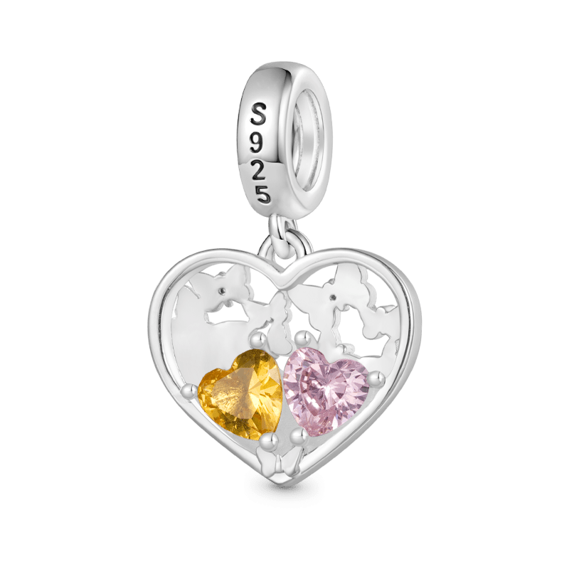 Gnoce Butterfly Love Birthstone Charm Platinum-plated Silver Blend_2