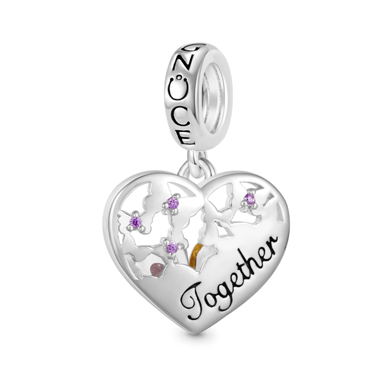 Gnoce Butterfly Love Birthstone Charm Platinum-plated Silver Blend_1