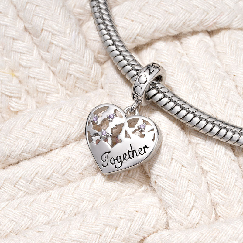 Gnoce Butterfly Love Birthstone Charm Platinum-plated Silver Blend_4