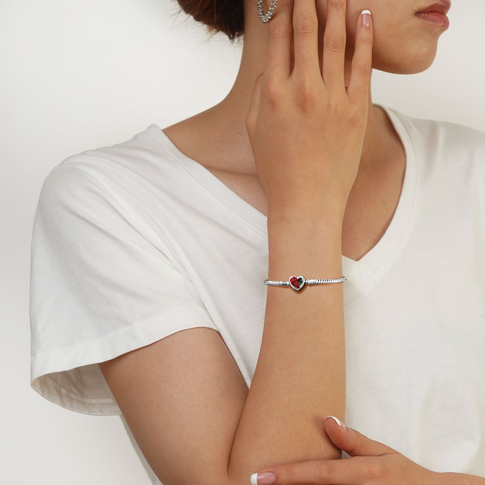 Gnoce Roses Heart Basic Snake Chain Bracelet_4