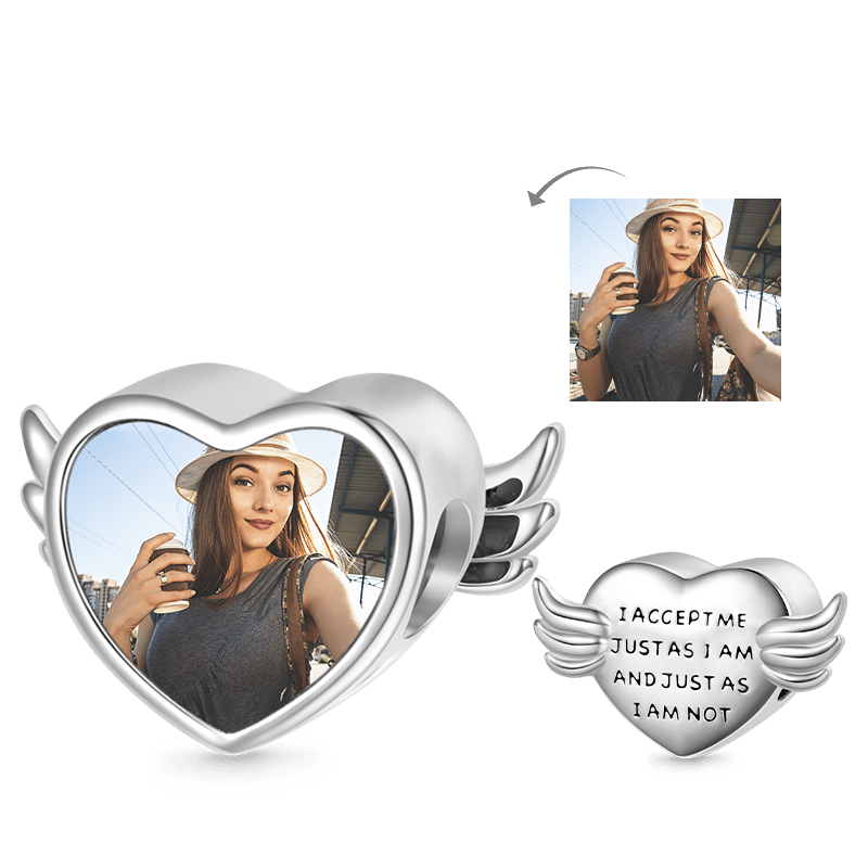 Gnoce Angel Opened Wings Heart Personalized Photo Charm_1