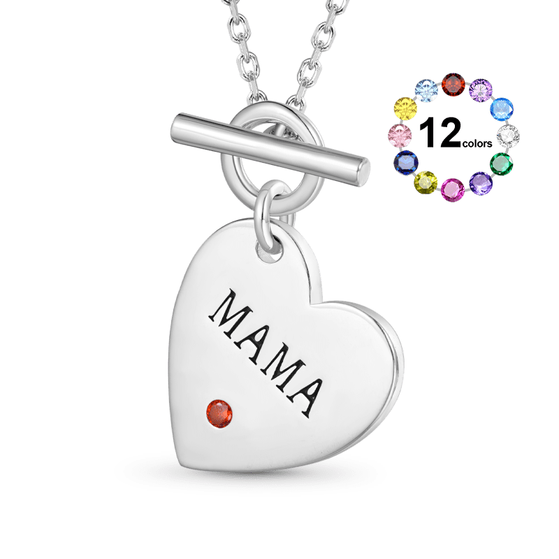 Gnoce Birthstone Heart MAMA Necklace_1