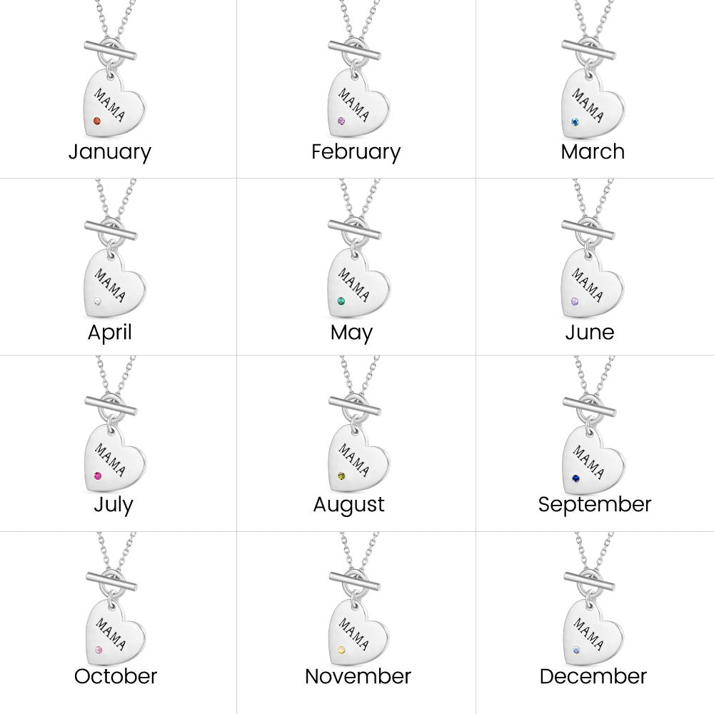 Gnoce Birthstone Heart MAMA Necklace_6