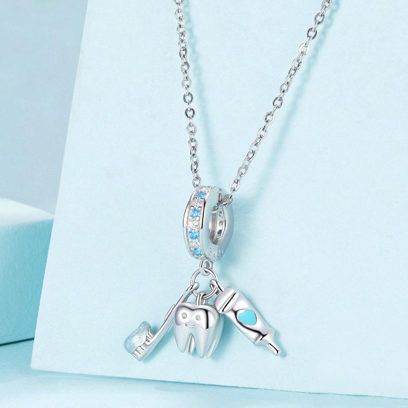 Gnoce Toothbrush, Toothpaste & Mini Tooth Pendant Dangle Charm_3