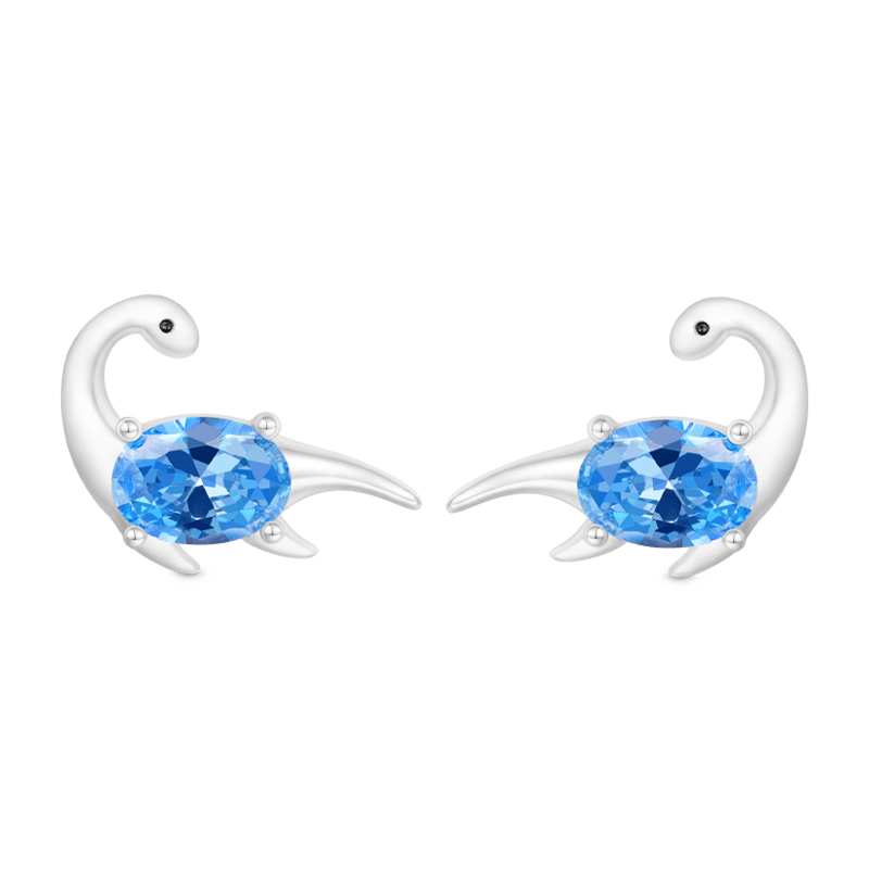 Gnoce Sparkling Plesiosaurs Stud Earrings Platinum-plated Silver Blend_1