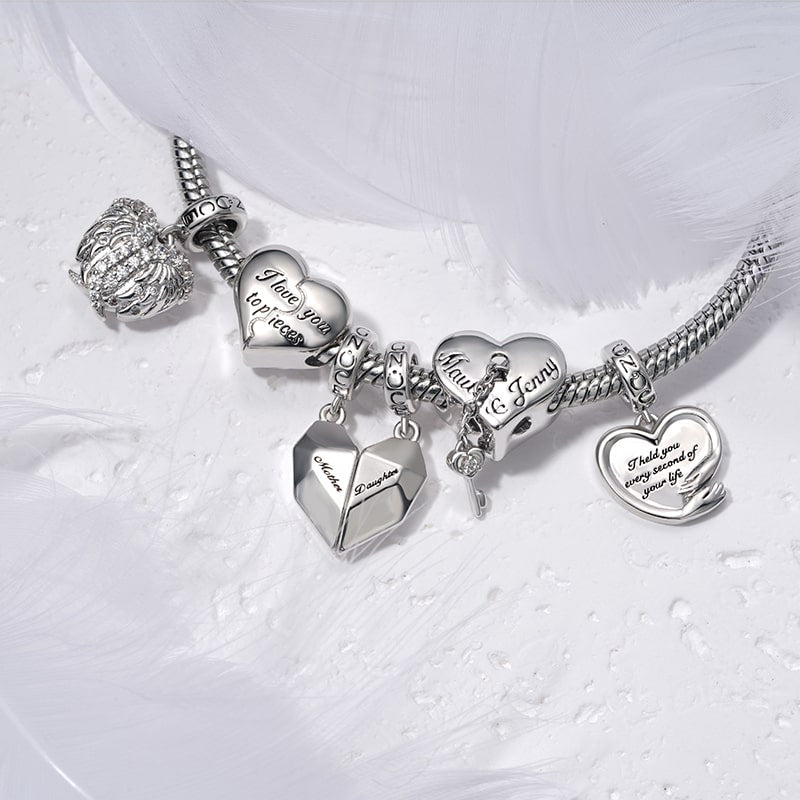 Gnoce Heart Engravable Charm Platinum-plated Silver Blend_4