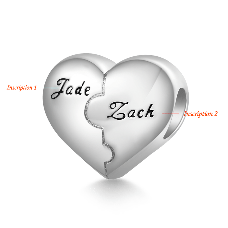Gnoce Heart Engravable Charm Platinum-plated Silver Blend_2