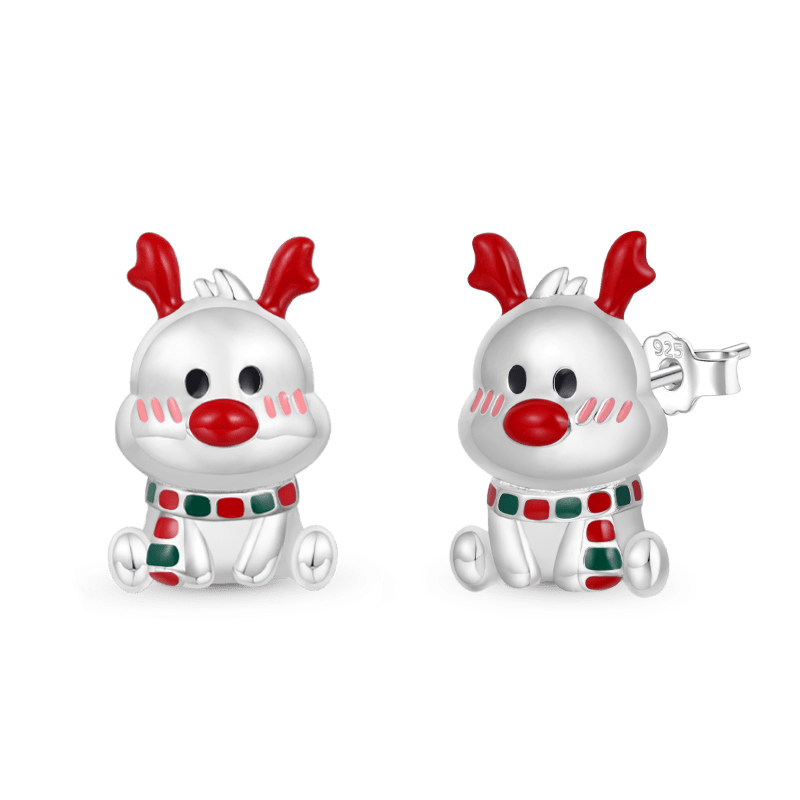 Gnoce Christmas Elk Shaped Stud Earrings Platinum-plated Silver Blend_1
