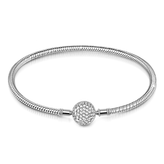 Gnoce Crystal Round Shape Clasp Bracelet Sterling Silver_1