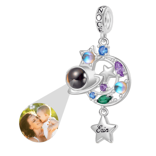 Gnoce Engravable Projection Moon Planet Photo Pendant Dangle Charm_1