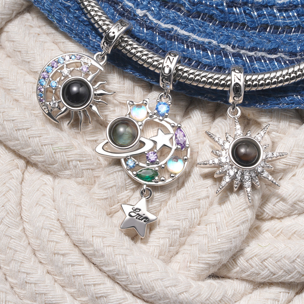 Gnoce Engravable Projection Moon Planet Photo Pendant Dangle Charm_2