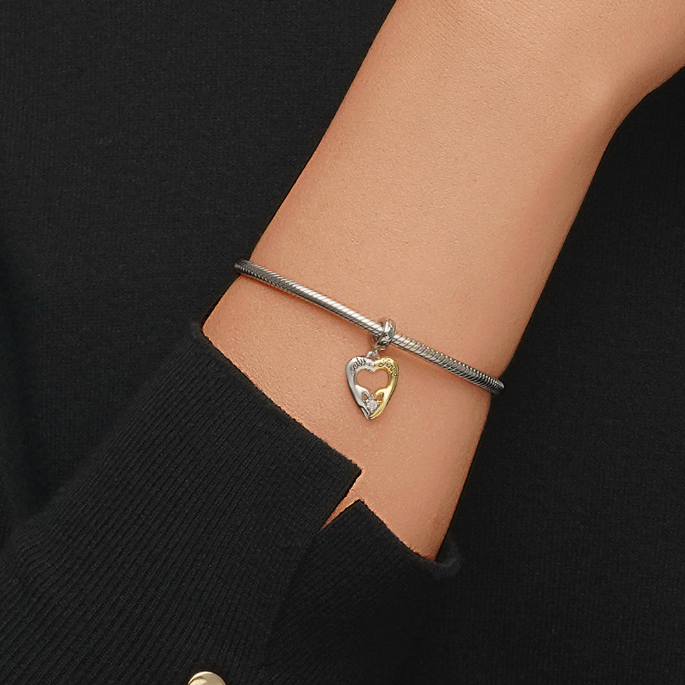 Gnoce Heart Gesture Charm Platinum-plated Silver Blend_6