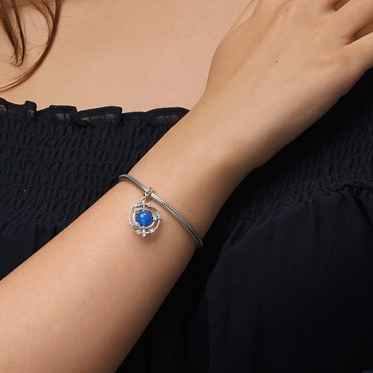 Gnoce Rotatable Natural Blue Agate Galaxy Pendant Dangle Charm_7