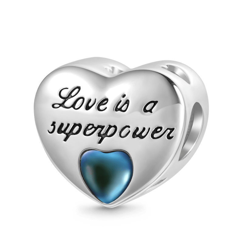 Gnoce “Love is a superpower" Heart Personalized Photo Mood Charm_2