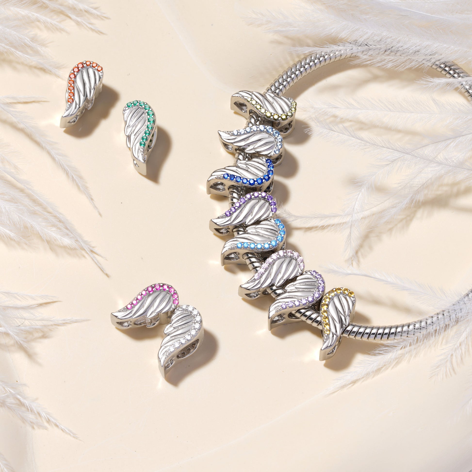 Gnoce Birthstone Angel Wings Personalized Charm_3