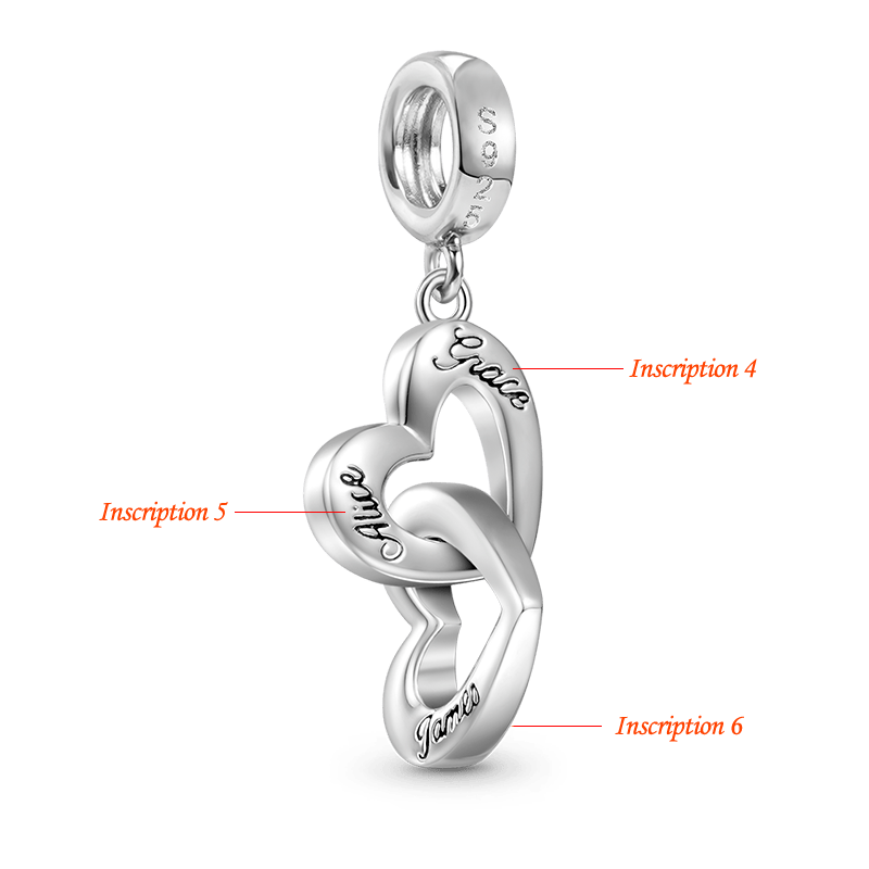Gnoce Personalized Name Heart Charm Platinum-plated Silver Blend_4