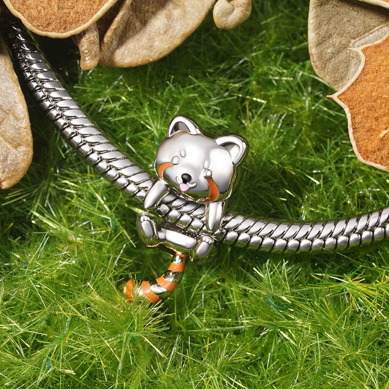 Gnoce Cute Red Panda Charm Platinum-plated Silver Blend_3