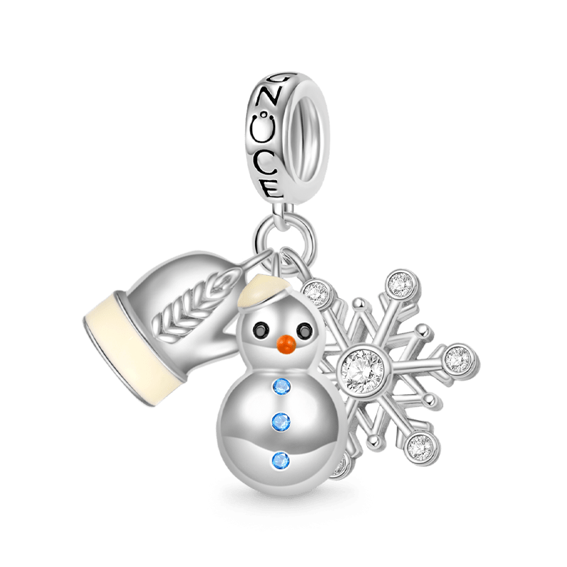 Gnoce Glove, Snowman & Snowflakes Winter Charm Platinum-plated Silver Blend_1