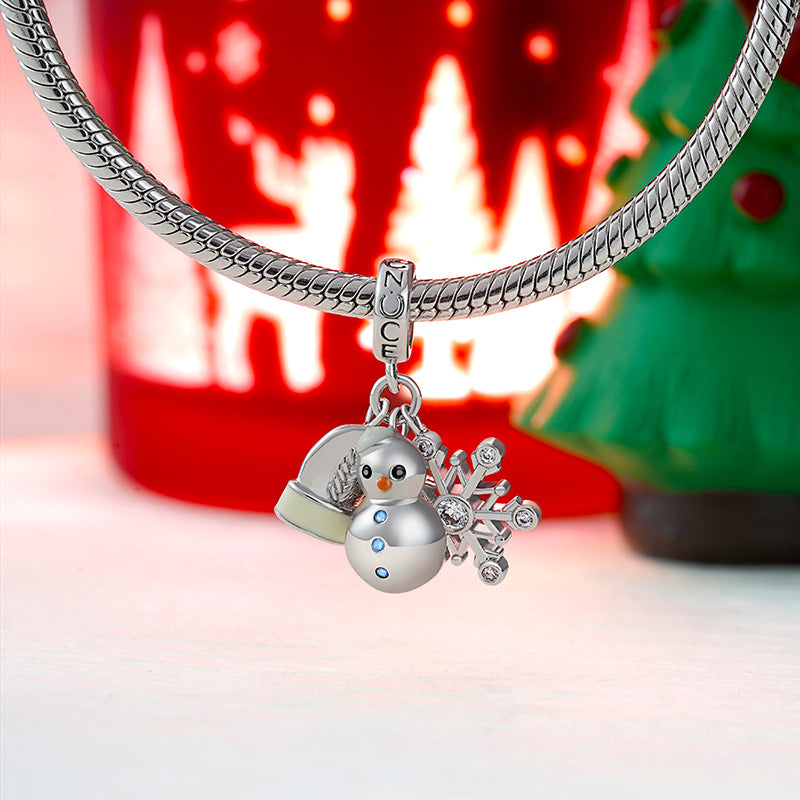 Gnoce Glove, Snowman & Snowflakes Winter Charm Platinum-plated Silver Blend_3