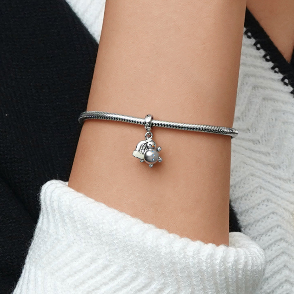 Gnoce Glove, Snowman & Snowflakes Winter Charm Platinum-plated Silver Blend_7