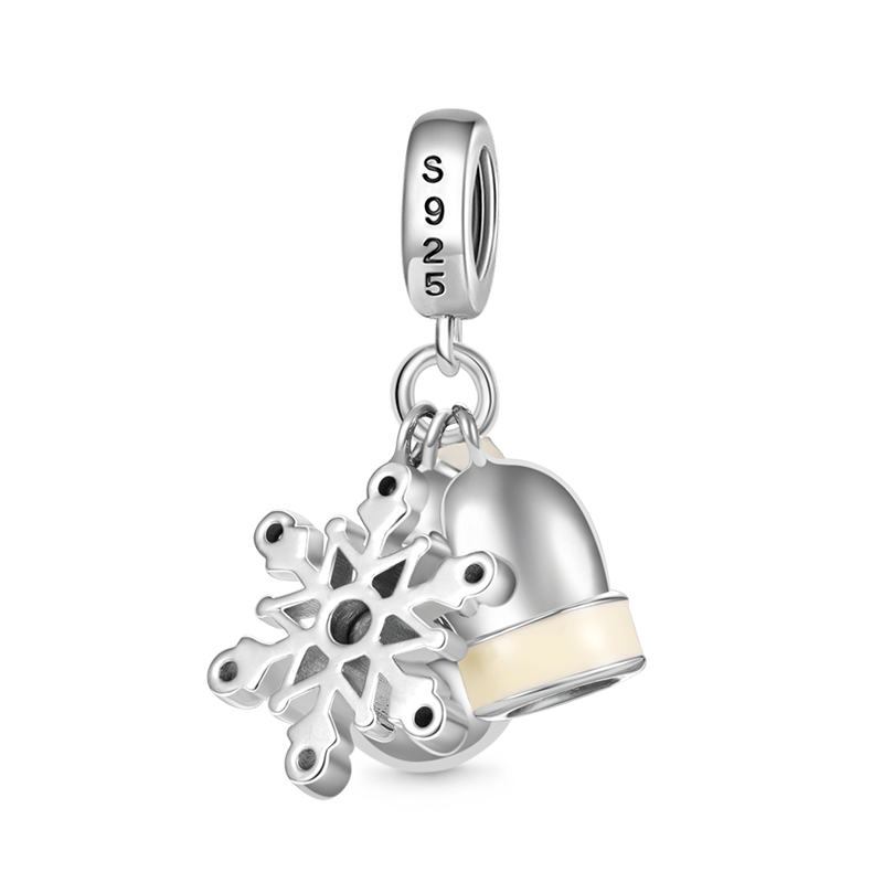 Gnoce Glove, Snowman & Snowflakes Winter Charm Platinum-plated Silver Blend_2