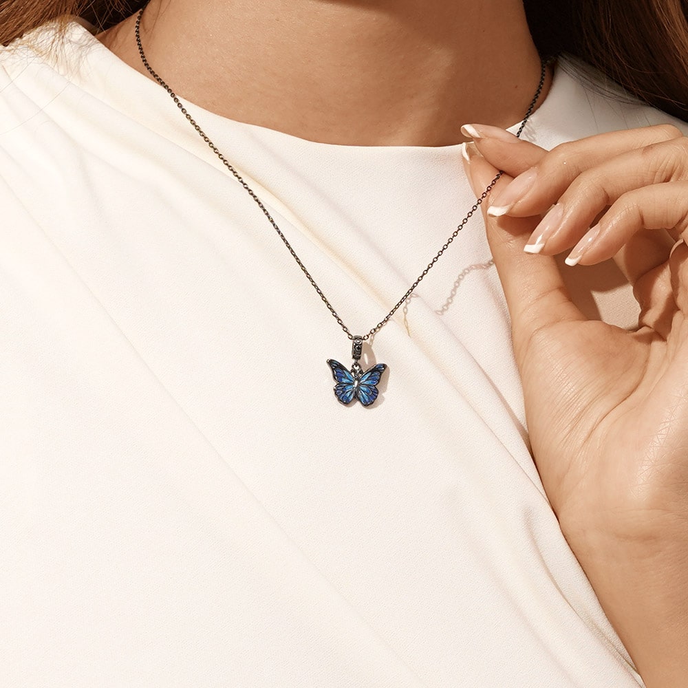 Gnoce Blue Butterfly Pendant Dangle Charm_5