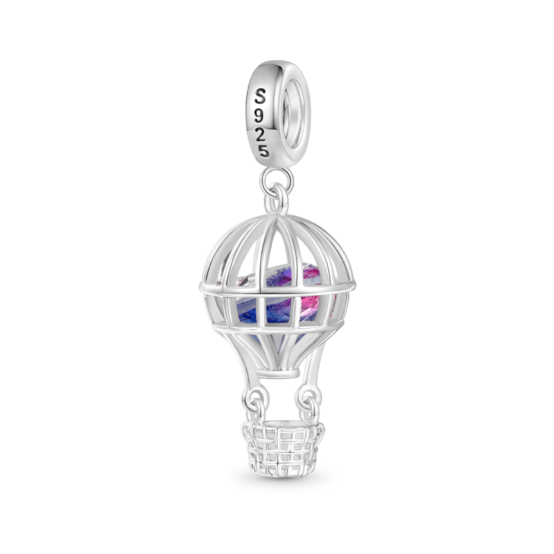 Gnoce Hot Air Balloon Travel Charm Platinum-plated Silver Blend_2