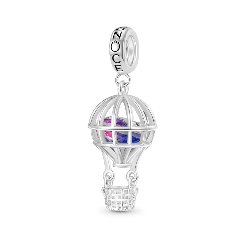 Gnoce Hot Air Balloon Travel Charm Platinum-plated Silver Blend_1