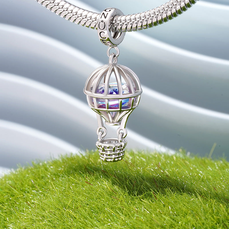 Gnoce Hot Air Balloon Travel Charm Platinum-plated Silver Blend_3