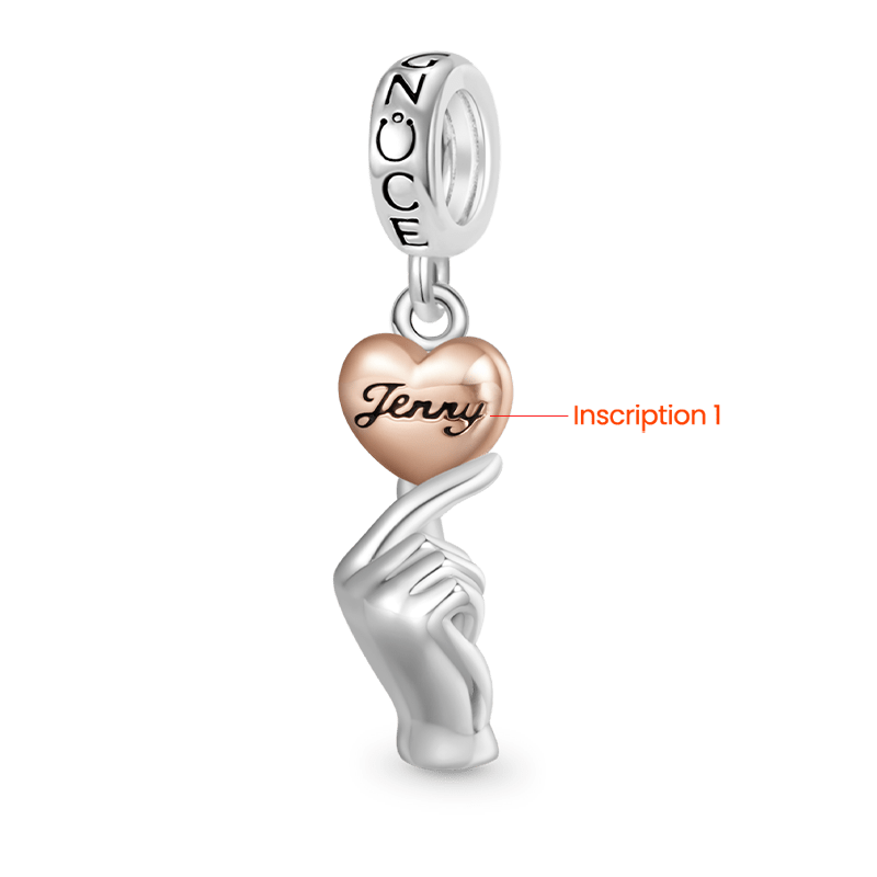 Gnoce Engravable Heart Gesture Charm Platinum-plated Silver Blend_2