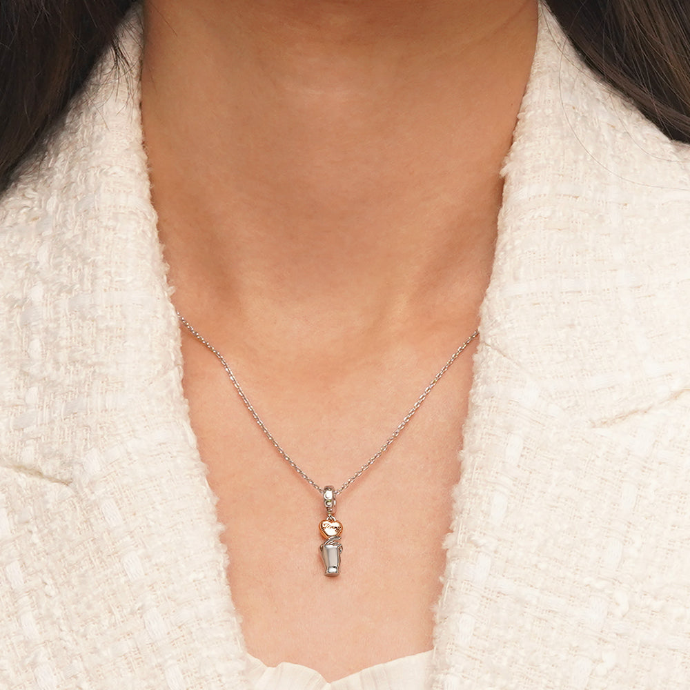 Gnoce Engravable Heart Gesture Charm Platinum-plated Silver Blend_6
