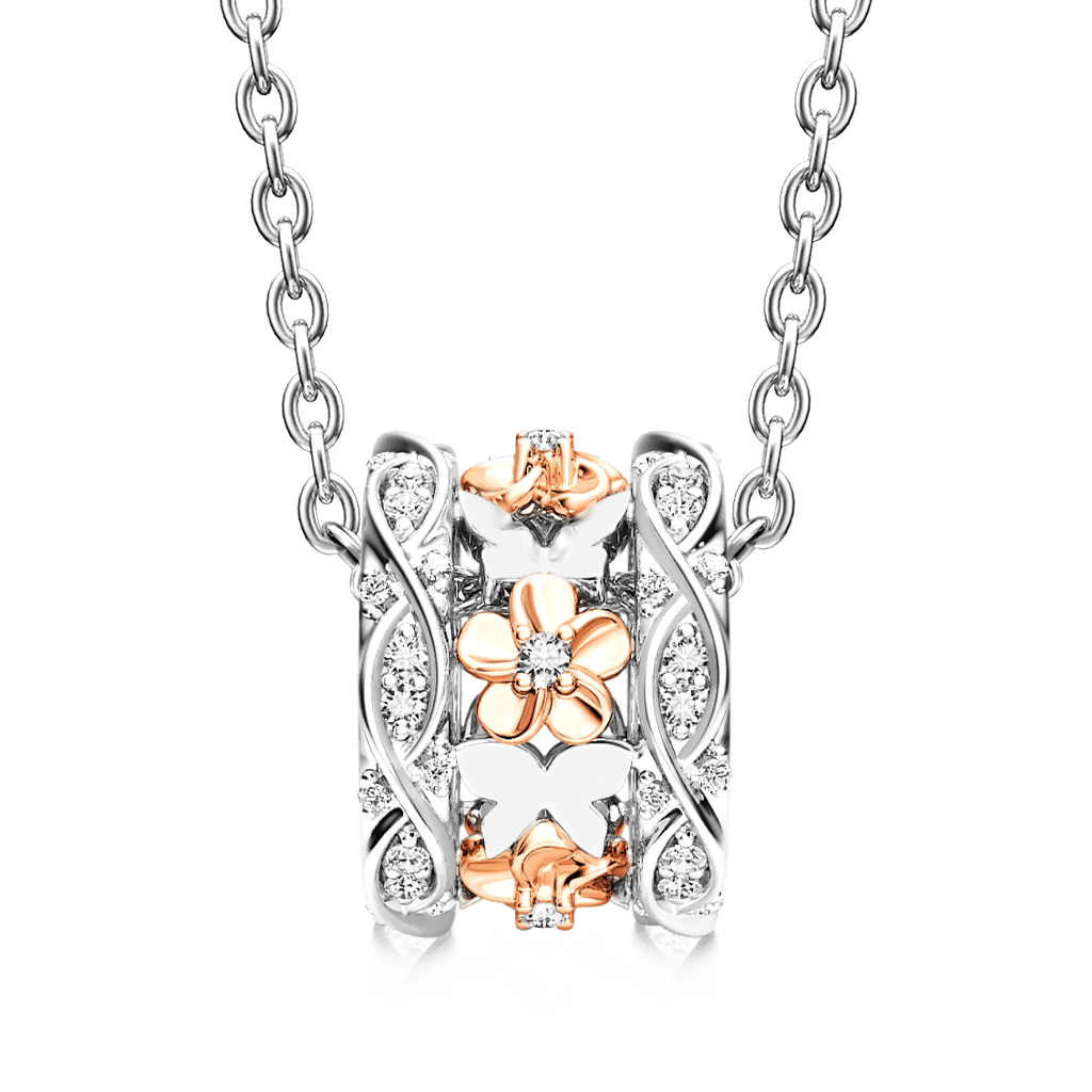 Gnoce Flower Butterfly Pendant Necklace_2
