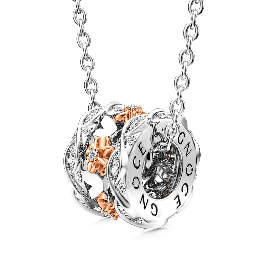 Gnoce Flower Butterfly Pendant Necklace_1