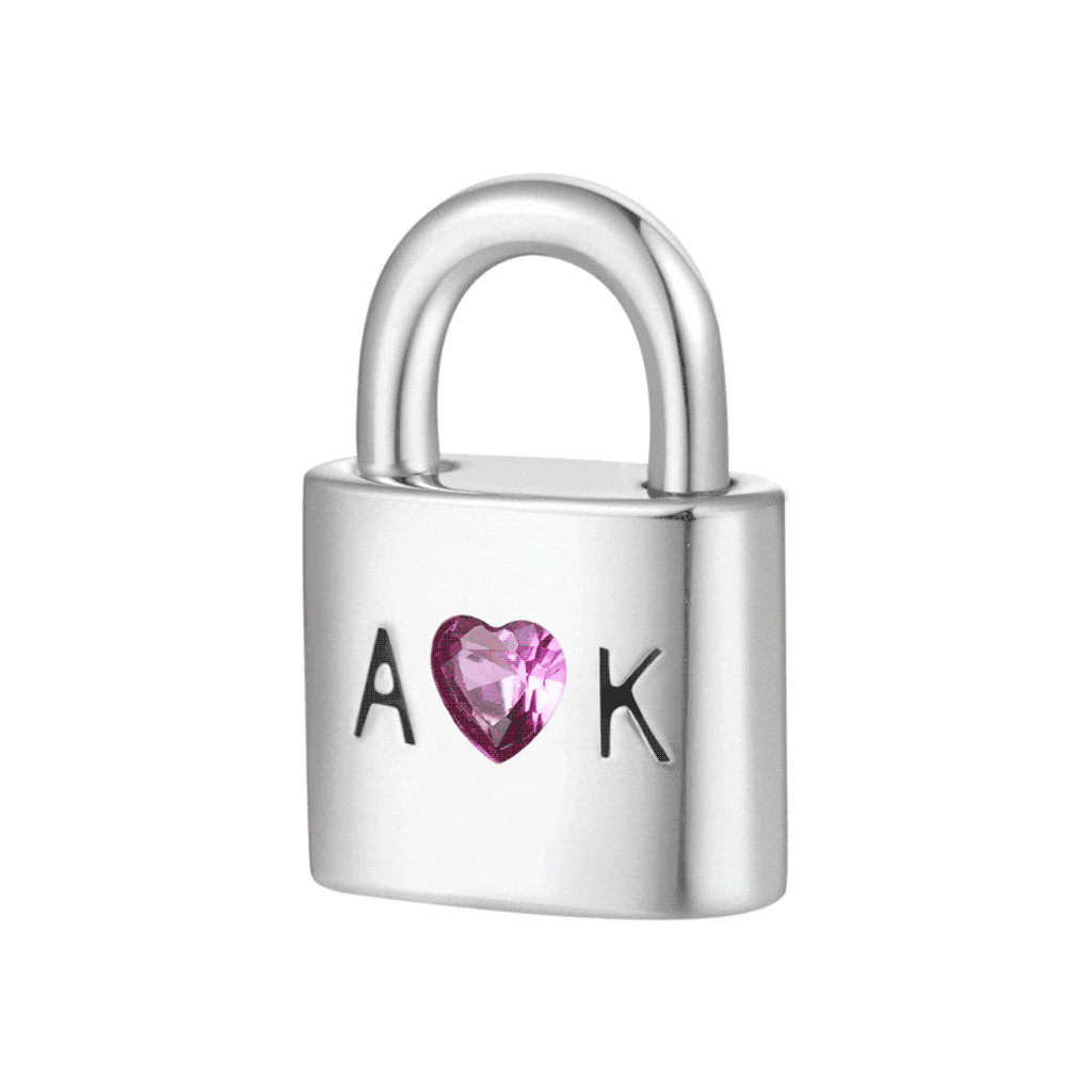 Gnoce Personalized Initial Letter Openable Silver Lock Charm_1
