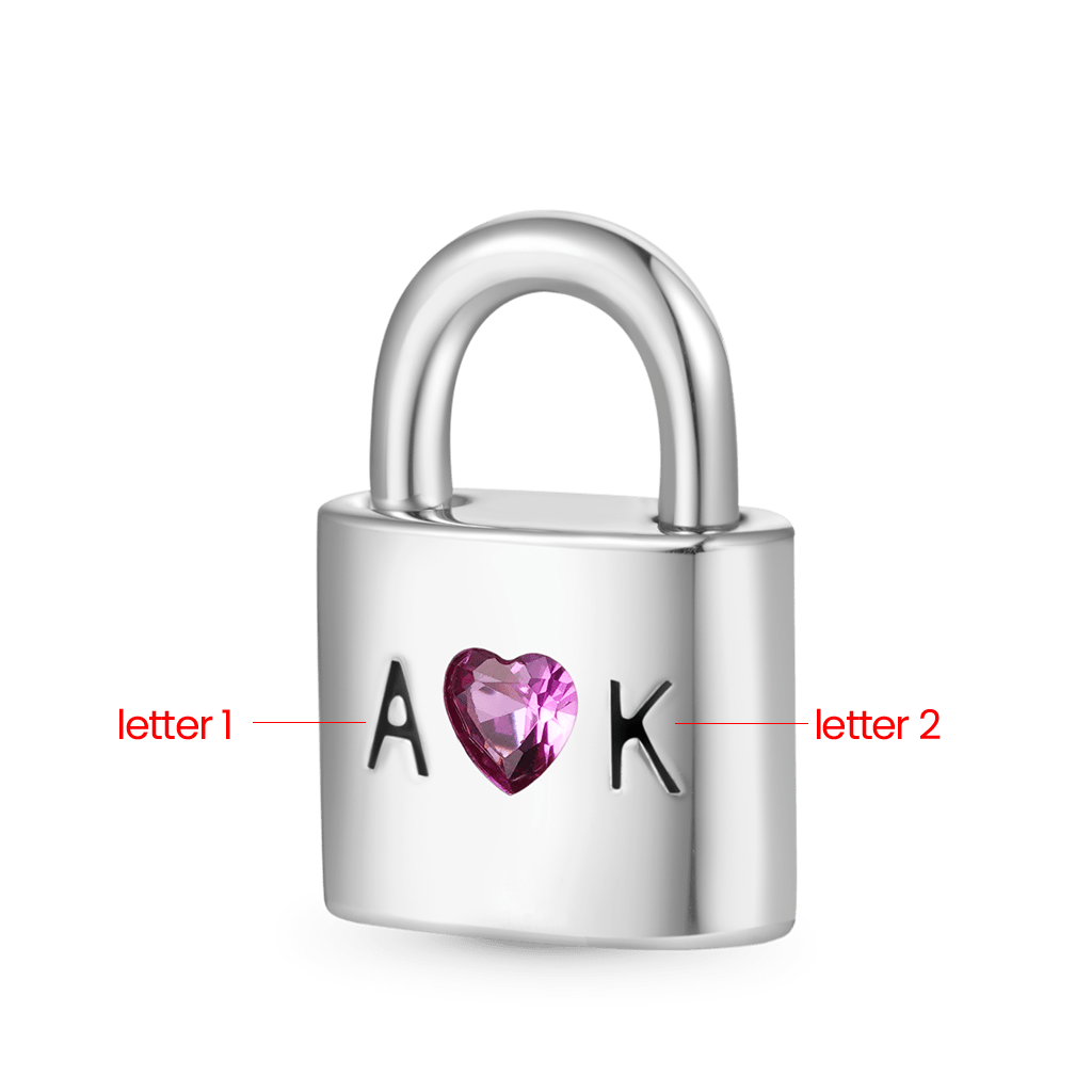 Gnoce Personalized Initial Letter Openable Silver Lock Charm_2