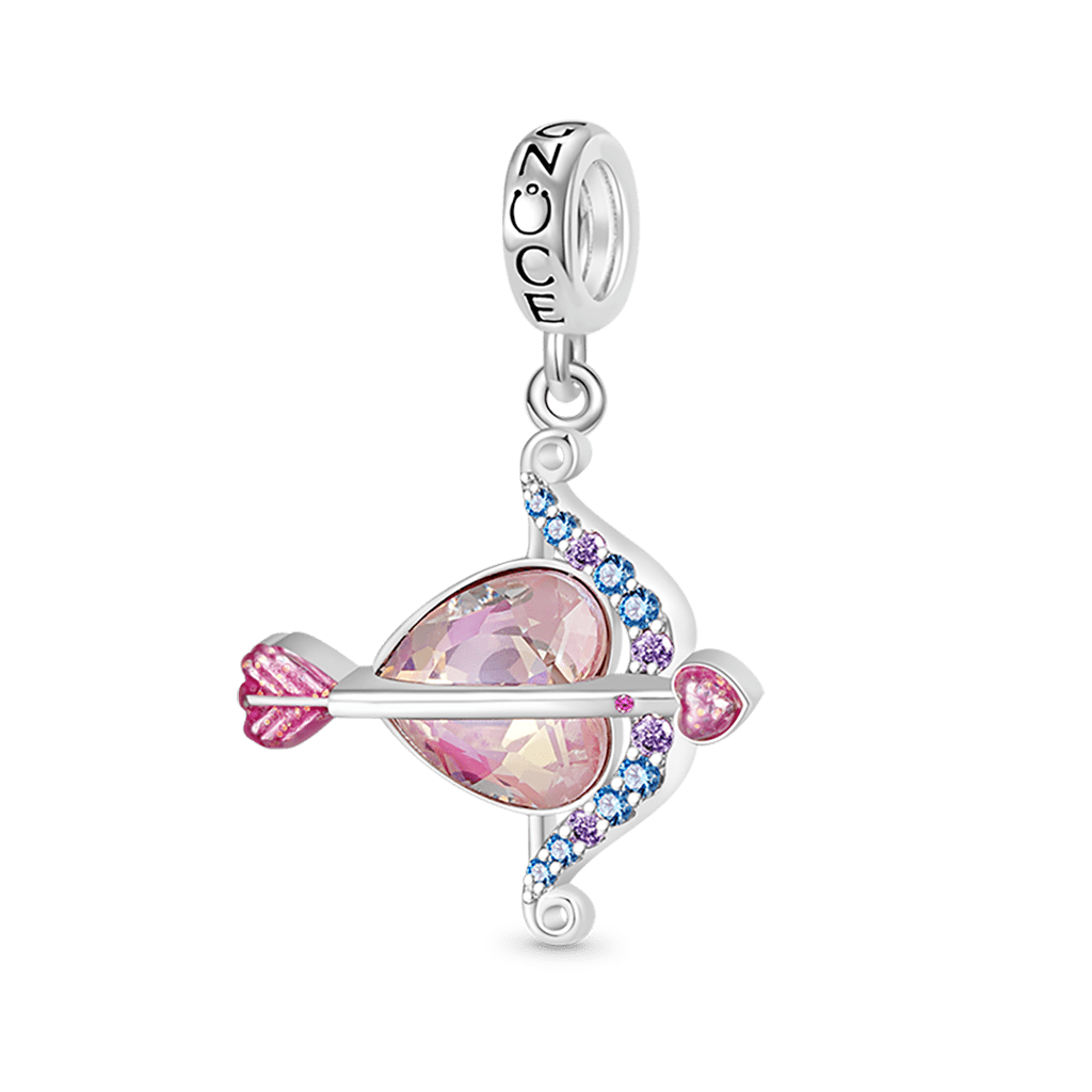 Gnoce Cupid's Arrow Rose Pink Heart Pendant Dangle Charm_1