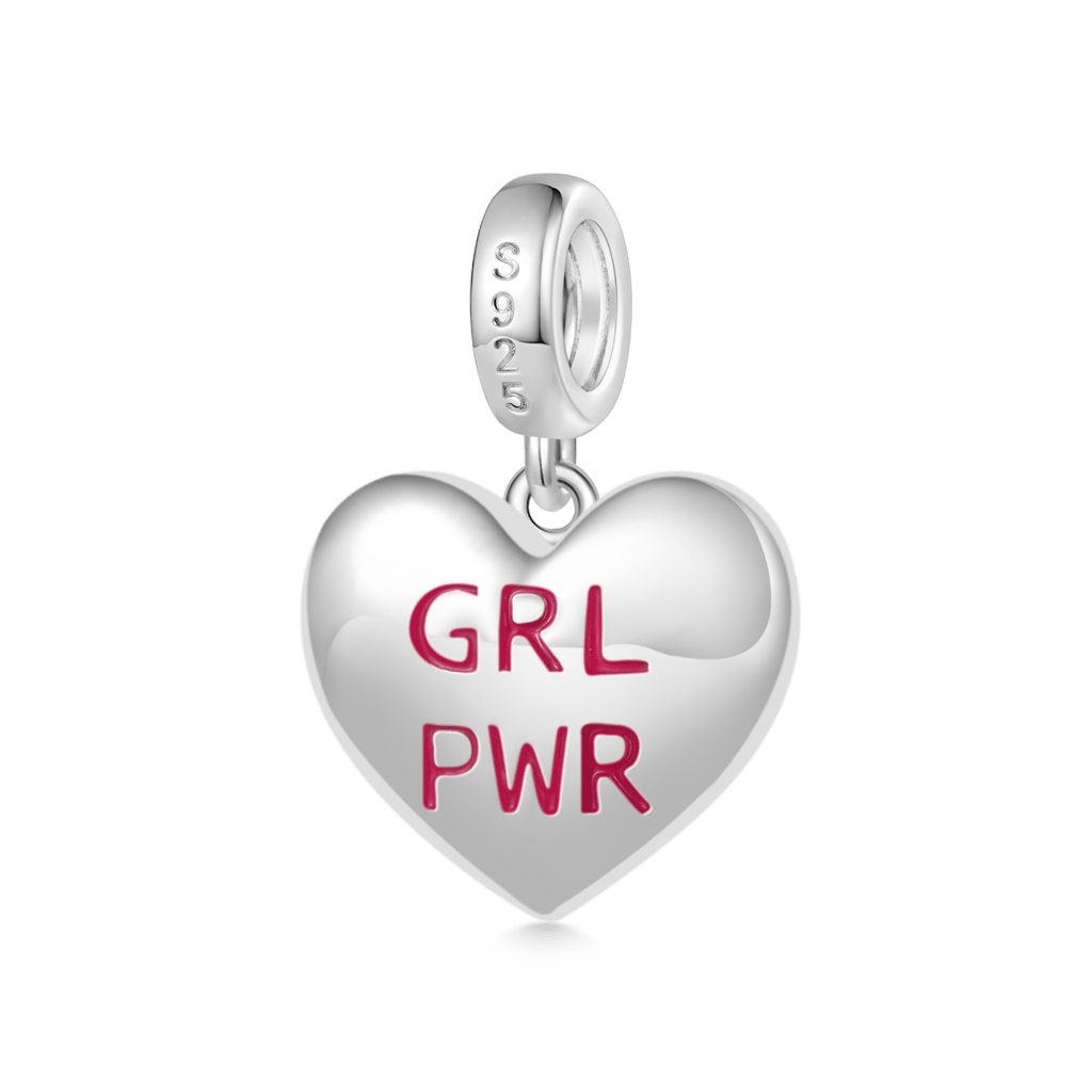 Gnoce Pink Heart Girl Power Pendant Dangle Charm_2