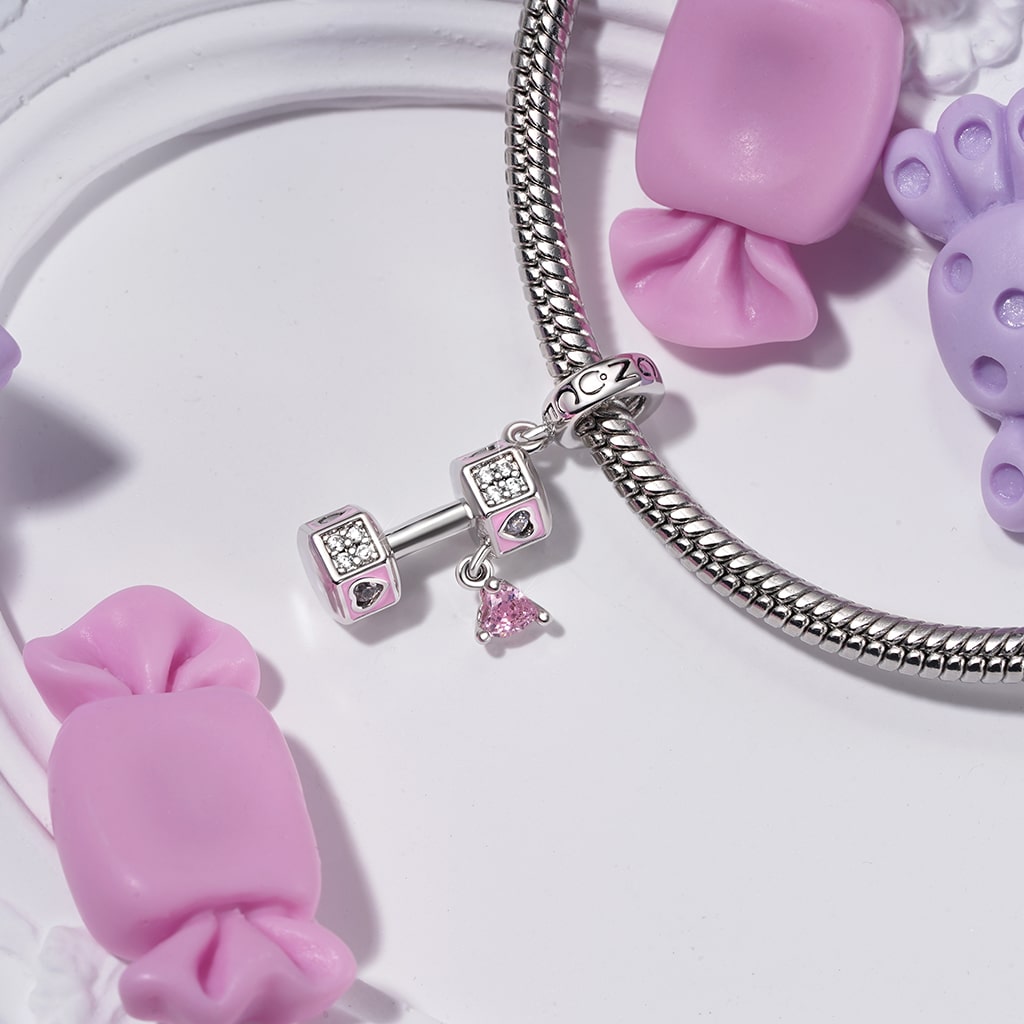 Gnoce Dumbbell Love Charm Platinum-plated Silver Blend_3