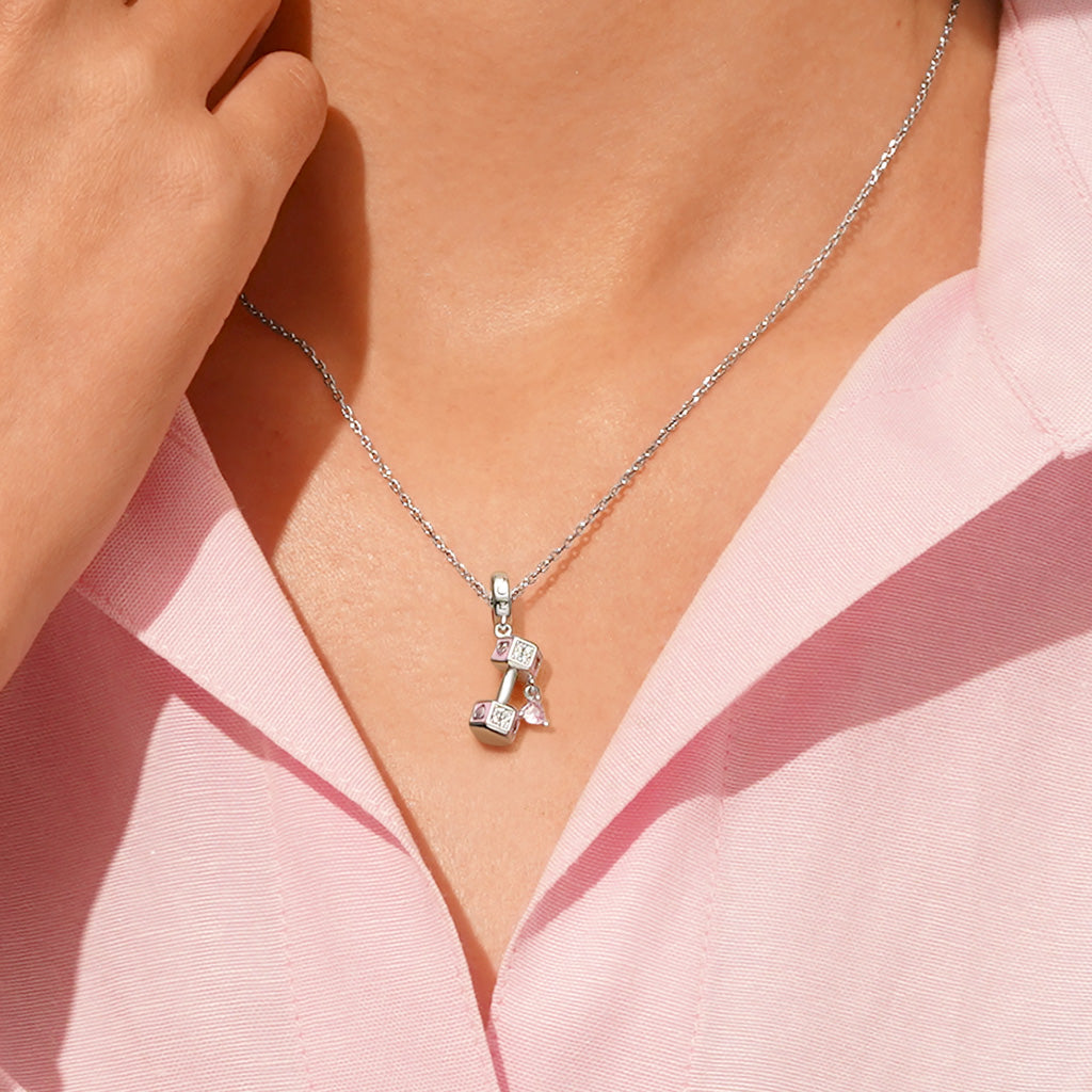 Gnoce Dumbbell Love Charm Platinum-plated Silver Blend_4
