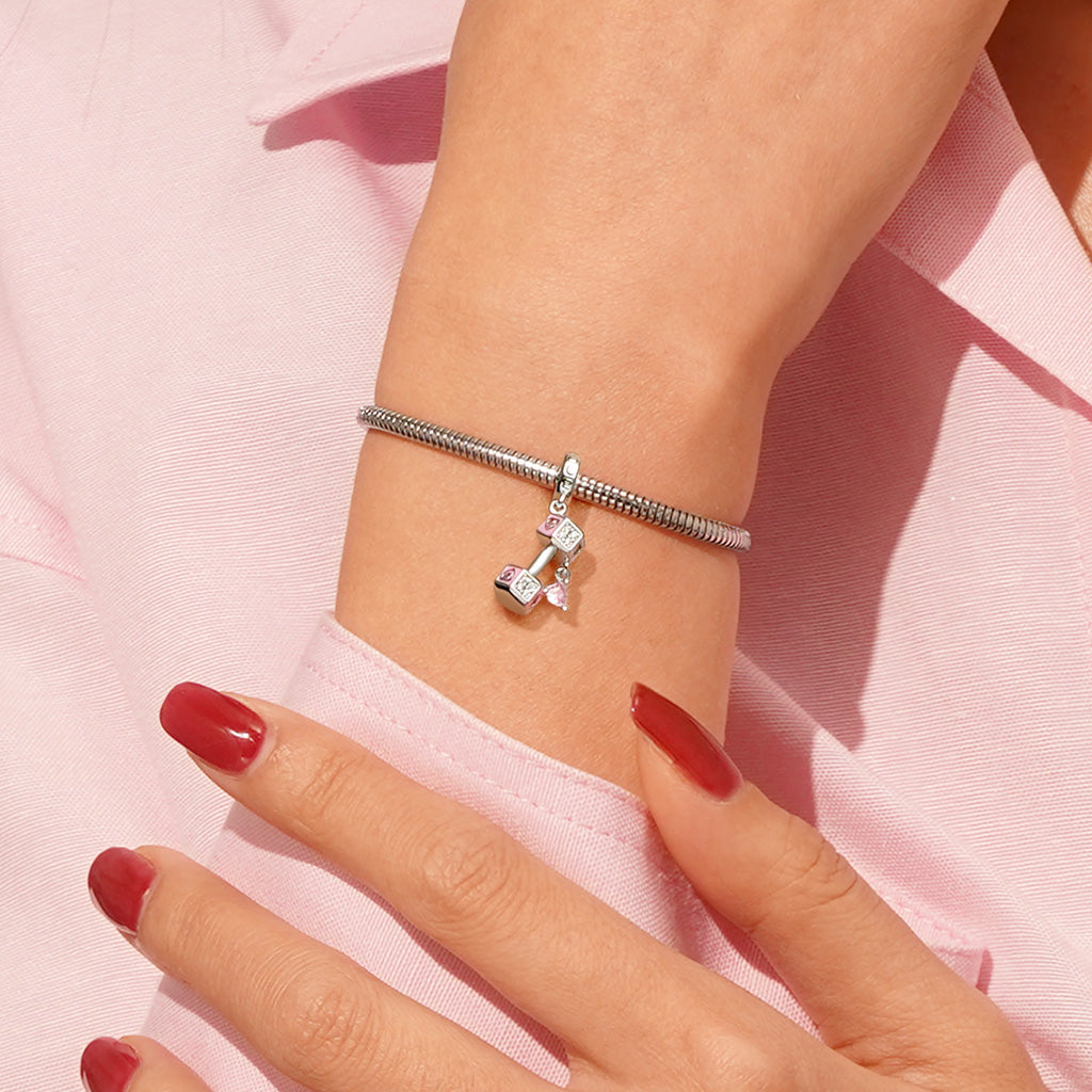 Gnoce Dumbbell Love Charm Platinum-plated Silver Blend_5
