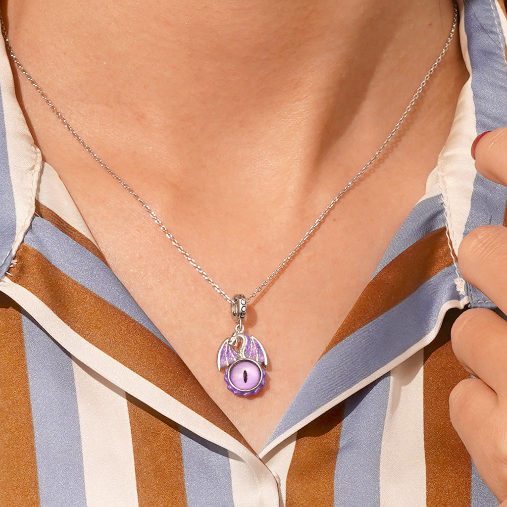 Gnoce Vintage Purple Dragon Eye Pendant Dangle Charm_5