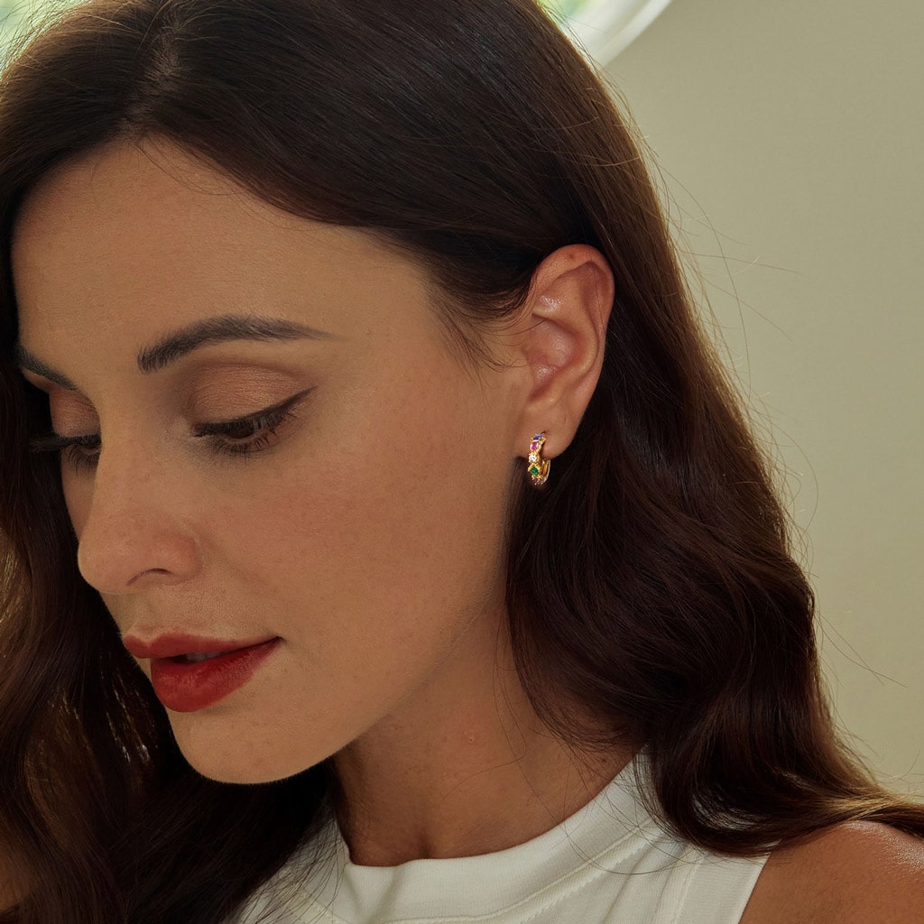 Gnoce Sparkling Colorful Hoop Earrings_3