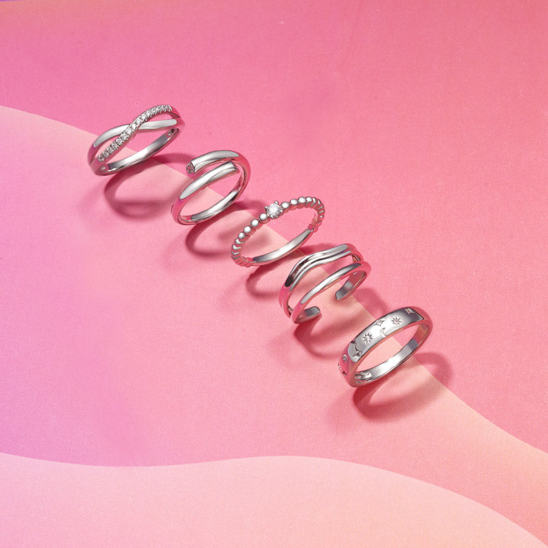 Gnoce Infinite Love Band Ring Platinum-plated Silver Blend_3