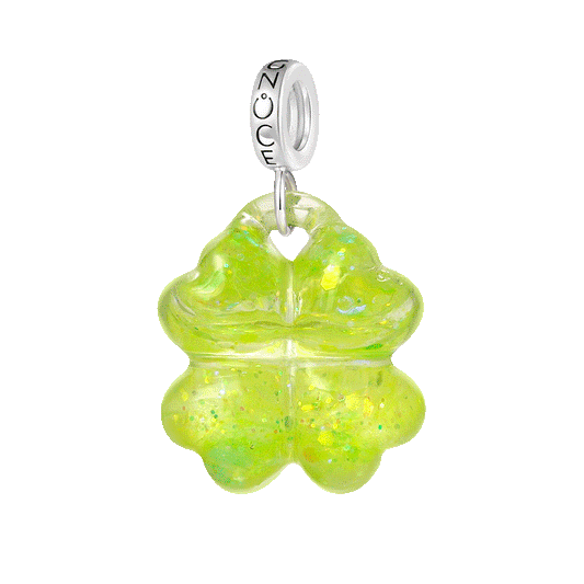 Gnoce Glitter Quicksand Four-leaf Clover Pendant Dangle Charm_1